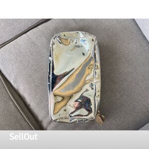 Stoney Clover Lane Metallic Silver Makeup Bag Clutch Unisex Travel